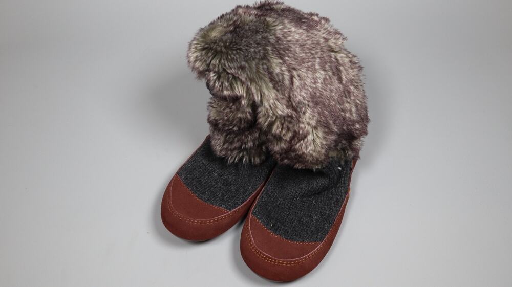 Acorn Womens Cozy Slouch Boot Slipper Charcoal Fur Size 8-9